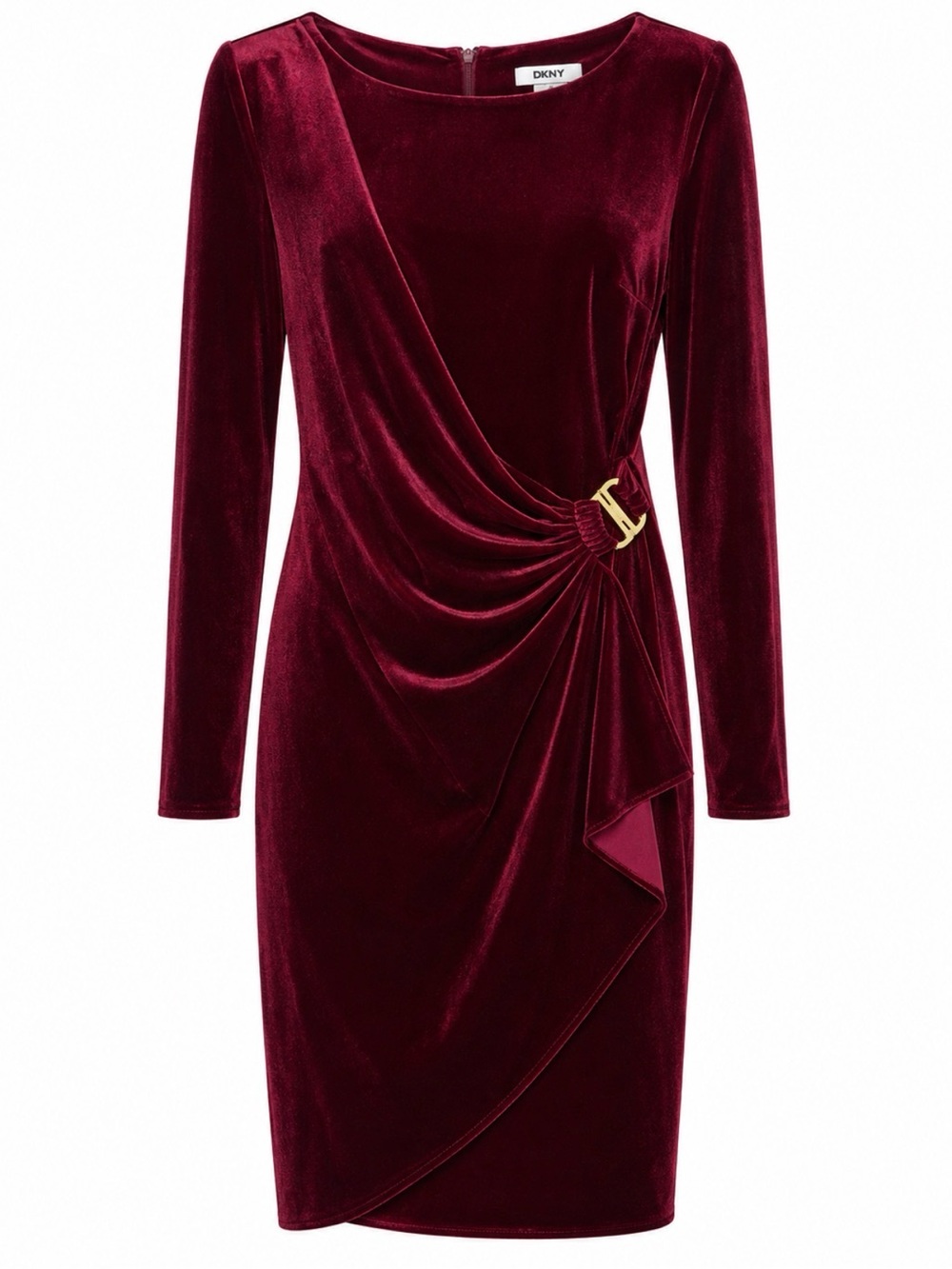 DKNY Burgundy Velvet Faux Wrap Dress  - NWT - Size 10